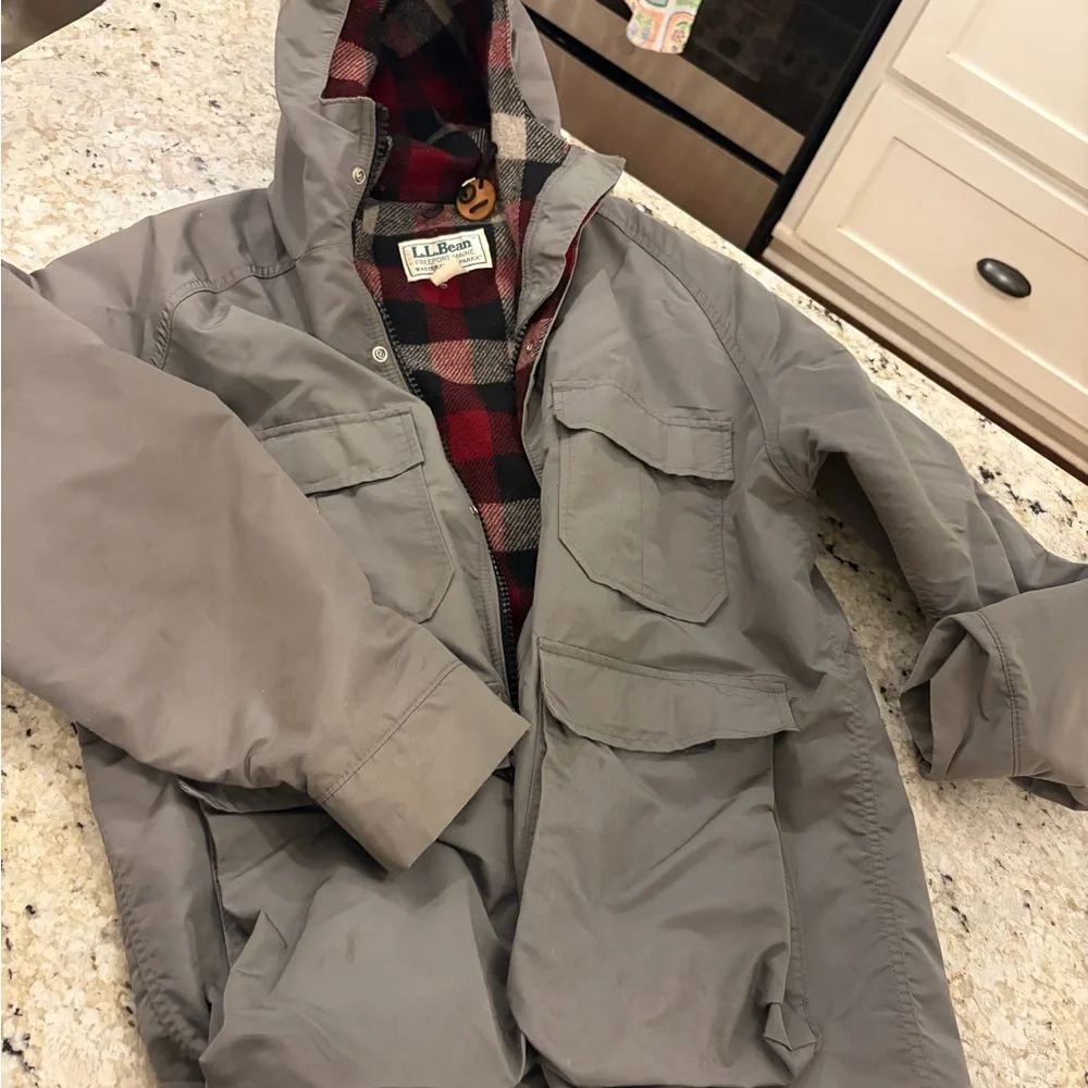 L.L. Bean Gray Baxter state parks with Red Plaid Lining